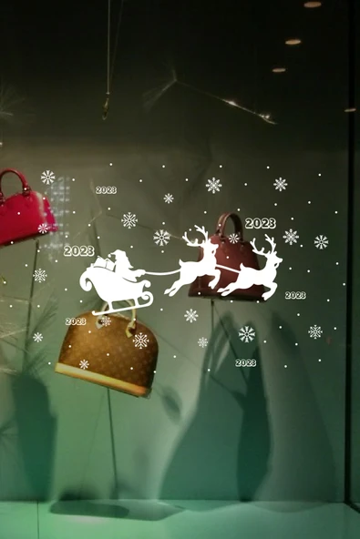 İndispensableyl Yılbaşı Happy New Year  Çıkartma Süsü ÖZEL Yıl Süsü Parti Cam Süsü Noel Ağacı Kar Tanesi - Resim 2