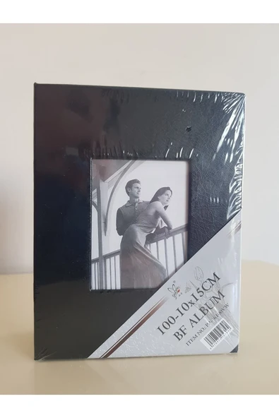 Istediğiniz Renk 100lü 10x15cm Fotoğraf Albümü - Deri Kaplı Foto Pencereli - Aile Resimleri - Siyah