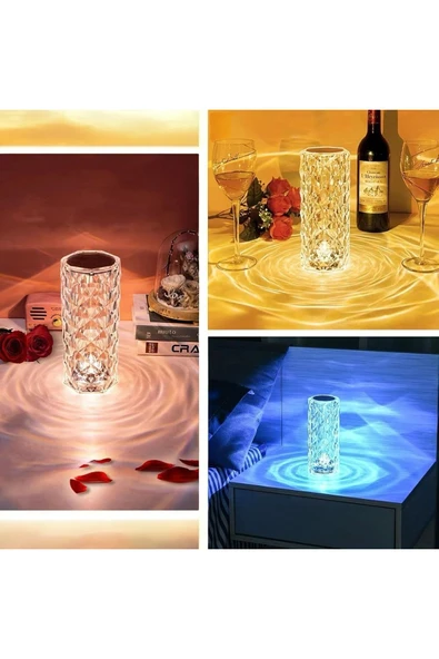 Dokunmatik LED Işıklı Kristal Gece Lambası - Kumandalı ve Renk Değiştiren - 5
