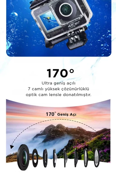 Ac-04 4k Ultra Hd Wifi Su Geçirmez Aksiyon Kamerası Siyah - 3