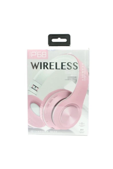 Pembe Bluetooth Kablosuz Stereo Kulaklık P68 ürün görseli 1