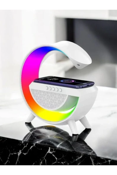 Kablosuz Şarj İstasyonu Bluetooth Hoparlörlü Ve Radyolu RGB Led Işıklı Masa Ve Gece Lambası BT-2301 ürün görseli 1
