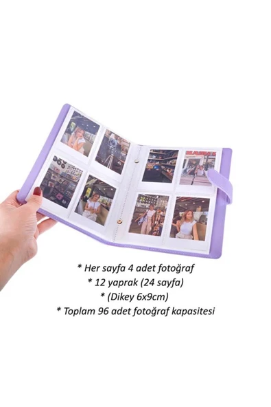 Yeşil Deri 6x9 Polakart Fotoğraf Albümü - 96 Kapasite Resim Albümü Kartlık - 5