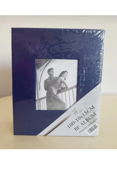 15x21 Lacivert Sh Albüm Beyaz 100’lük Deri Desenli Fotoğraf Albümü 15x21cm - 3
