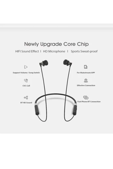 Pro Sport Kablosuz Mıknatıslı Mikrofonlu Bluetooth Kulaklık Siyah - Resim 6