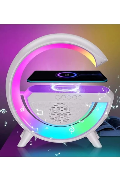 Kablosuz Şarj İstasyonu Bluetooth Hoparlörlü Ve Radyolu RGB Led Işıklı Masa Ve Gece Lambası  BT-2301 - 3