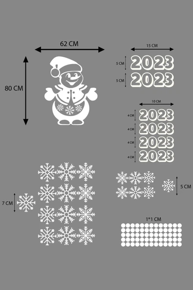 İndispensableyl Yılbaşı Happy New Year ÖZEL sticker Çıkartma Süsü Kardan Adam Cam Süsü Noel Ağacı Kar Tanesi - Resim 3