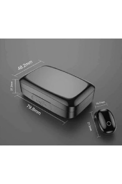 Bluetooth Spor Kulaklık, Led Göstergeli, 1800 Mah Powerbank, Su Geçirmez Tws A10s - Siyah - Resim 6