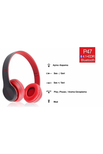 Bluetooth Kablosuz Kafaüstü Kulaklık ürün görseli 1