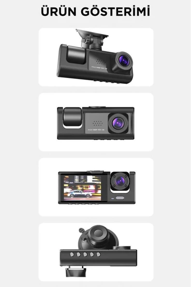 TA-01 Siyah 1080p Araç içi 3 Kameralı Lcd Ekranlı Gece Görüşlü , G-sensör , Geri Görüş Kamera - 3