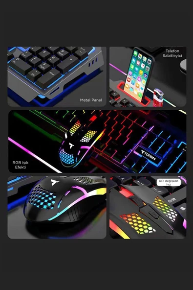 TMK-06 Gaming Rgb Işıklı Kablolu Q Klavye ve Mouse Seti Siyah - 3
