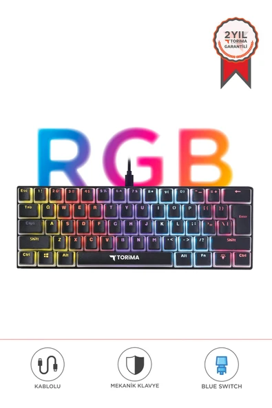 Tk-04 Siyah Mekanik Blue Switch Rgb Işıklı Kablolu Q Klavye - 1