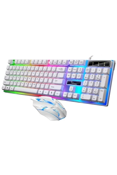 Ally G21b Usb Led Işıklı Oyuncu Klavye Ve Mouse Set Beyaz - 5