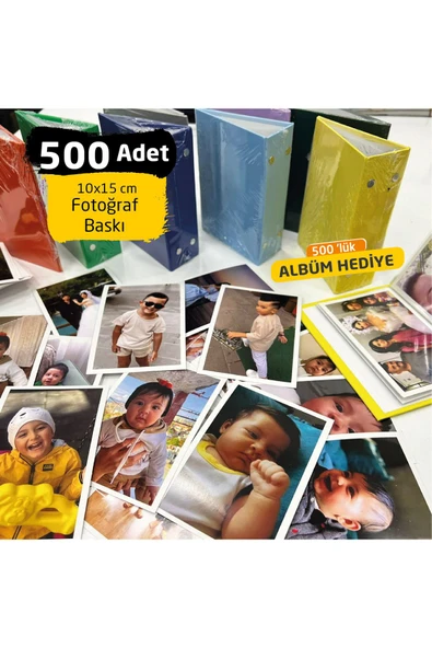 500 Adet Fotoğraf Baskısı (10X15CM) 5 Adet Albüm