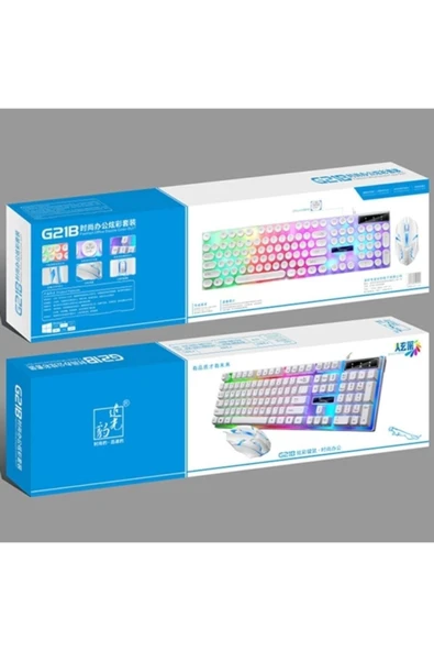 Ally G21b Usb Led Işıklı Oyuncu Klavye Ve Mouse Set Beyaz - 6
