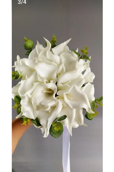 Gelin Buketi 16 Adet Islak Gala ve Okaliptus Gelin Çiçeği Damat Yaka Çiçegi - 2