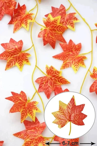 Dekoratif Sonbahar Yapraklı 230 Cm Yapay Sarmaşık Ve 300 Cm Peri Led Pembe Renk - Resim 9