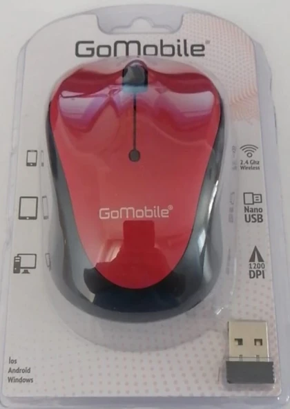 GoMobile Kablosuz Optik Mouse Kırmızı Siyah Çift Renk Ergonomik Tasarım 2.4 Ghz 1200 Dpı GOTwinColor