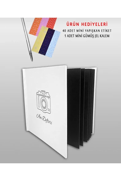 Beyaz Anı Defteri Albüm Kendin Tasarla Kalem Stiker 10 Adet 6x9 Foto Hediye - 6
