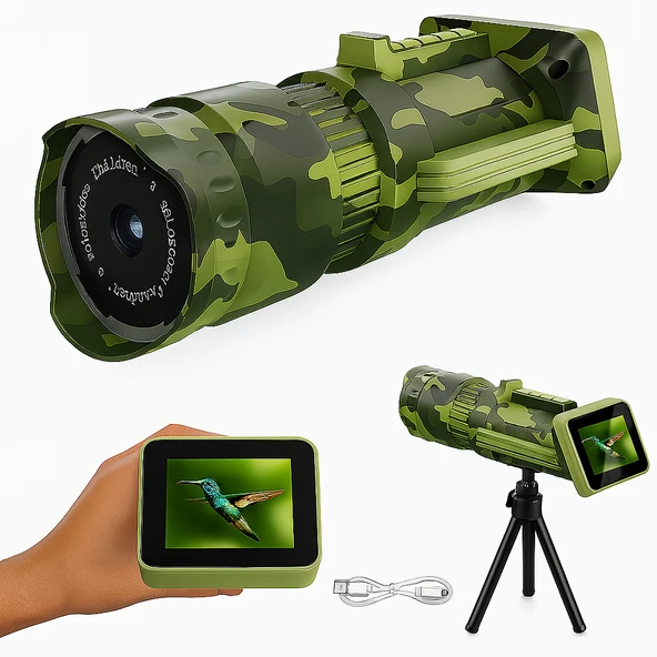 Monoküler Teleskop 1080P HD Uzun Pil Ömrü 16X Katlanabilir Tripod Seyahat Için Ekranlı Müzik Oyun - 1