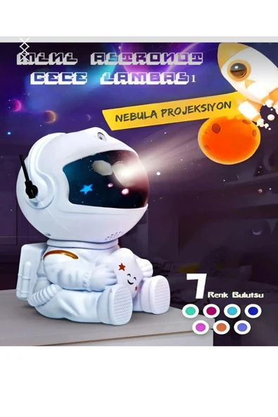 Astronot Projektör Gece Masa Lambası Yıldız Projektör Işıklı Galaksi Samanyolu Projeksiyon Kumandalı - 5