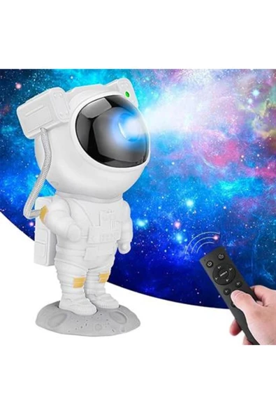 Uzaktan Kumandalı ve Zamanlayıcılı Farklı Renk Işık Modlu Astranot Projektör Gece Lambası