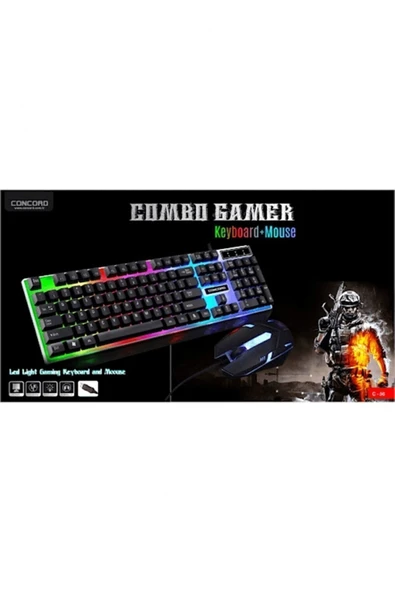 ctkg Kablolu Led Işıklı Oyuncu Klavye & Mouse Seti Klavyemause news sfey 997516 shopselstreny 878
