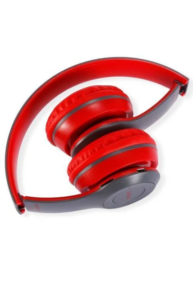 Kablosuz Bluetooth Kafa Üstü Kulaklık Kırmızı - 4