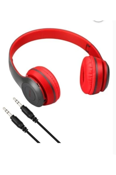 Kırmızı P47 Bluetooth Kulaklık Wireless Kablosuz P47