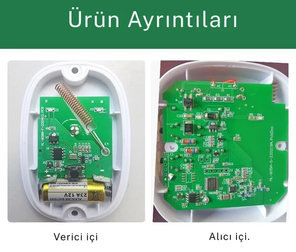 Monozone 1 Alıcı 2 Buton Kapı Zili Su Geçirmez Acil Çağırma Hasta Butonu Kablosuz Zil 35 Melodi - 7