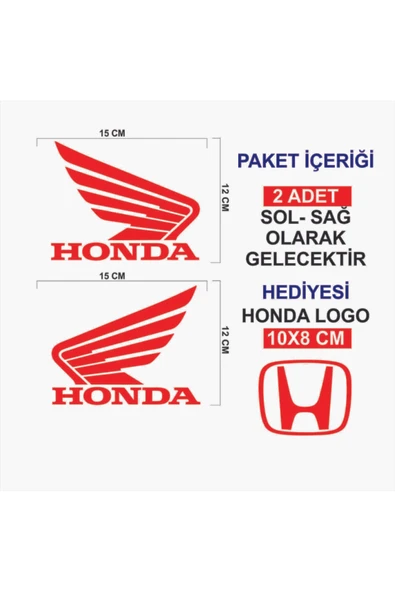 İndispensableyl Honda İçin Uyumlu Aksesuar Oto Motorsiklet Kask Sticker Set Kırmızı