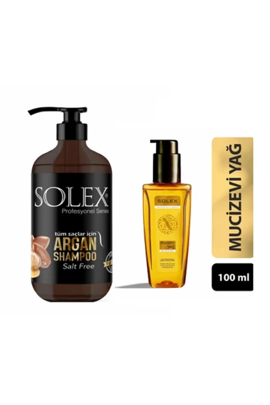Solex Tuzsuz Argan Yağı Özlü Şampuan 1.000 ml + Mucizevi Argan Keratin Yağ Iksiri Serum 100 ml
