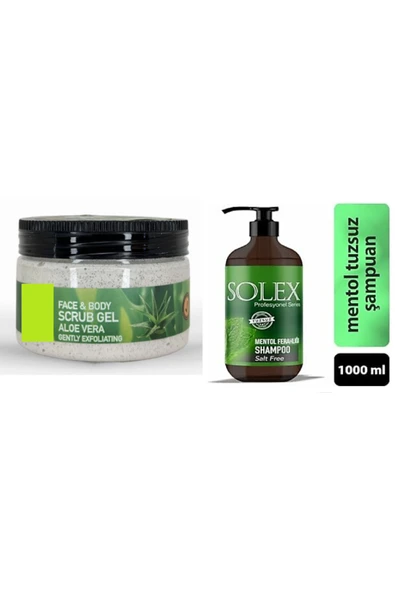 Ostwint Face And Body Yüz ve Vücut İçin Peeling Etkili Scrub Aloe Vera 300ml+1000 ML Tuzsuz Menthol Şampuan