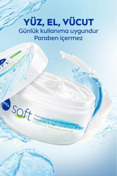NIVEA Soft Nemlendirici Bakım Kremi 100ml, Jojoba Yağı, E Vitamini, Yüz Vücut El, Yumuşak Cilt Hissi - 4