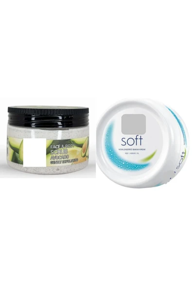 Ostwint   Face And Body Yüz ve Vücut İçin Peeling Etkili Scrub Avocado 300ml+200 ML Soft Nemlendirici Krem