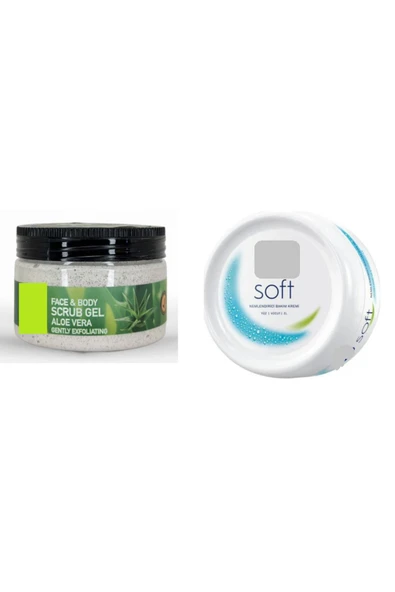 Ostwint Face And Body Yüz ve Vücut İçin Peeling Etkili Scrub Aloe Vera 300ml+100 ML Soft Nemlendirici Krem