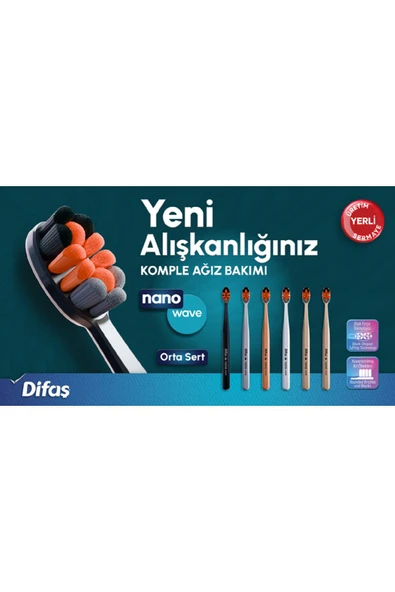 Difaş Nano Wawe Orta Sert (Medium) Diş Fırçası (2 Adet) - 3
