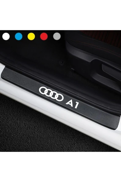 İndispensableyl Audi A1 İçin özel yeni uyumlu Aksesuar Oto Kapı Eşiği özel yeni sticker Karbon 4 Adet - 1