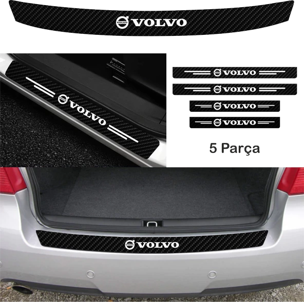 İndispensableyl Volvo V40 İçin özel yeni uyumlu Aksesuar Oto Bağaj Ve Kapı Eşiği özel yeni sticker Set Karbon
