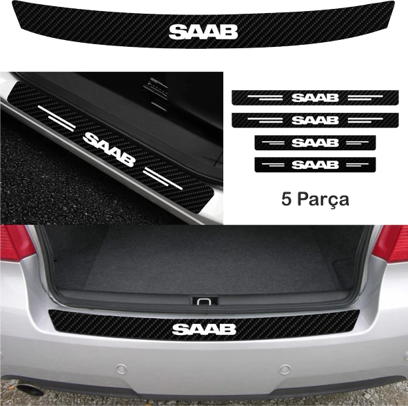 İndispensableyl Saab 9-5 İçin özel yeni uyumlu Aksesuar Oto Bağaj Ve Kapı Eşiği özel yeni sticker Set Karbon