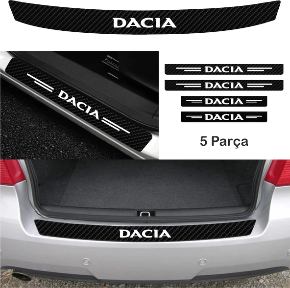 İndispensableyl Dacia Logan İçin özel yeni uyumlu Aksesuar Oto Bağaj Ve Kapı Eşiği özel yeni sticker Set Karbon