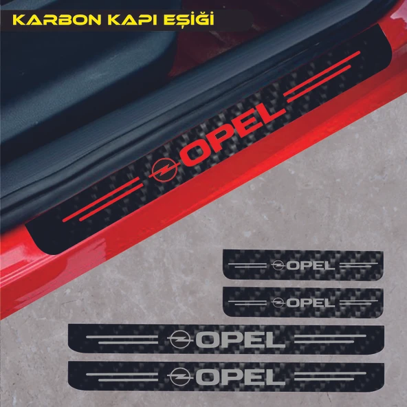 İndispensableyl Opel İçin özel yeni uyumlu Aksesuar Oto Kapı Eşiği özel yeni sticker Karbon 4 Adet - 1