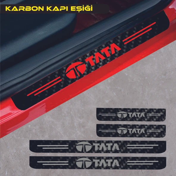 İndispensableyl Tata Indigo İçin özel yeni uyumlu Aksesuar Oto Kapı Eşiği özel yeni sticker Karbon 4 Adet - 1