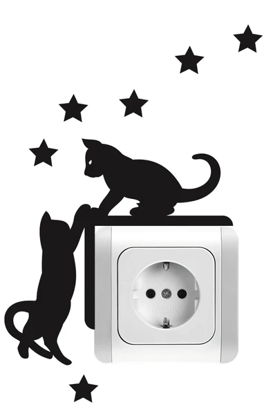 İndispensableyl Priz Kedi özel yeni sticker Set Siyah Kedi Yıldız Etiket Duvar özel yeni sticker - 5