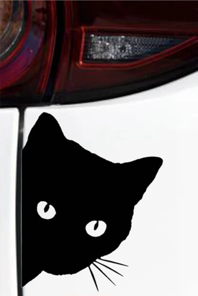 İndispensableyl Sevimli Kedi Oto özel yeni sticker Siyah 2 Adet - 1