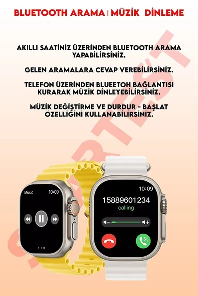 MadMedya Gs8 Watch 8 Ultra Max 49mm Kordon Kilitli Vidalı Android Ve Ios Uyumlu Watch 8 Ultra Turunc - 2