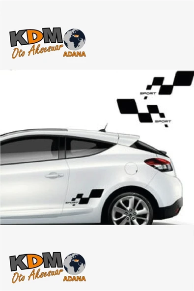 İndispensableyl Sport Damalı Sağ-Sol Takım 2 Adet Oto özel yeni sticker Siyah 30*16 Cm - 1