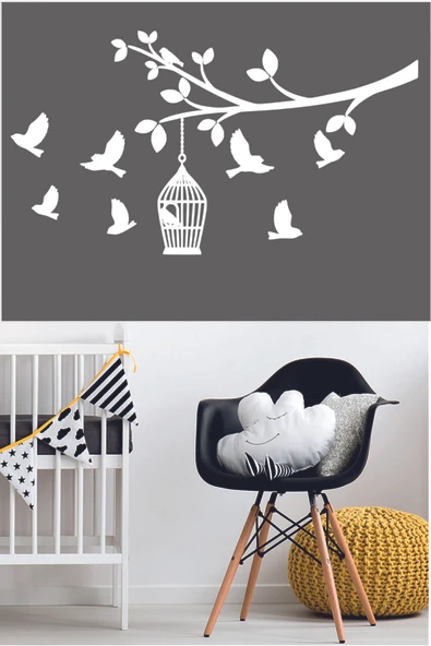 İndispensableyl Kuşlar Duvar özel yeni sticker 110x60cm ürün görseli