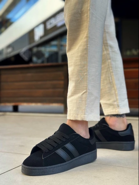 Pabucmarketi Bağcıklı Erkek Günlük Ayakkabı SİYAH (SİYAH TABAN) - Resim 3