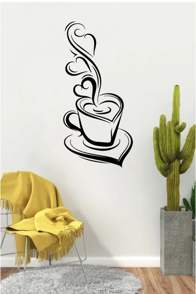 İndispensableyl Kahve Ve Kalp Köşesi Aşk Dolu Duvar özel yeni sticker Yapıştırma (SUDAN VE NEMDEN ETKİLENMEZ) - 2